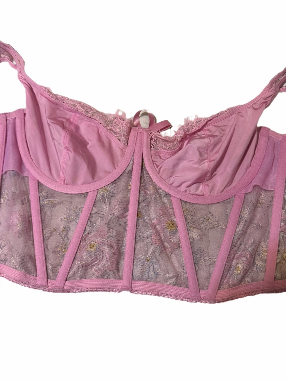 Victoria Secret Pink Floral Corset with adjustable unique straps Sz Lg EUC - Picture 7 of 9